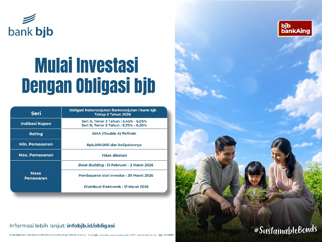 bank bjb Tawarkan Peluang Investasi Lewat Sustainability Bond Tahap II 2026